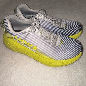 Hoka One One White and Yellow Sneakers
